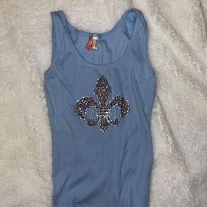 Blue jeweled tank top